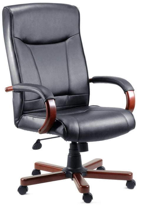 Kingston Bonded Leather Faced Executive Office Chair Black/Mahogany - 8511HLW