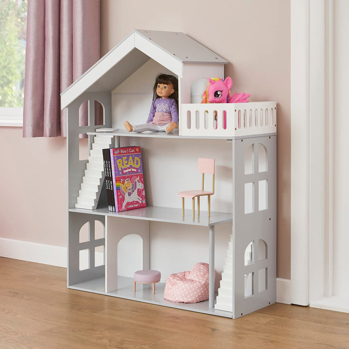 Liberty House Toys Bookcase LHTZ005 Medium-density fibreboard 3+ 830 (W) x 300 (D) x 1,150 (H) mm Grey