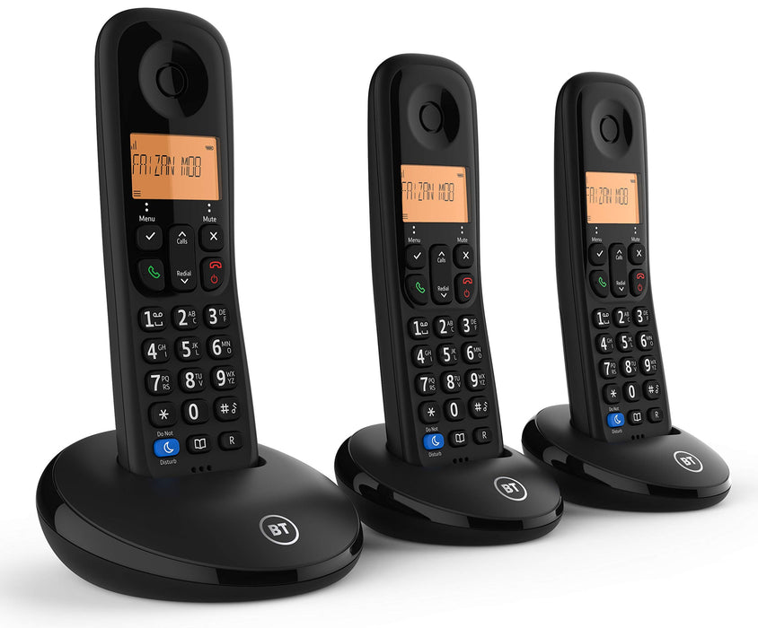 BT Everyday Cordless Telephone 90663 Black Trio Handset