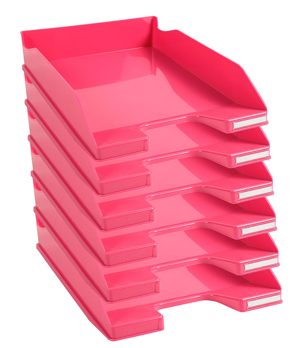 Exacompta Letter Tray Combo Midi Glossy Raspberry Pack of 6