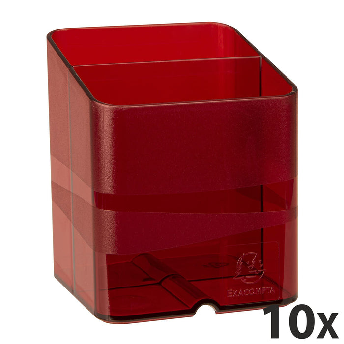 Exacompta Chromaline Pen Box Plastic Red Carmin 7.4 x 7.4 x 9.3 cm