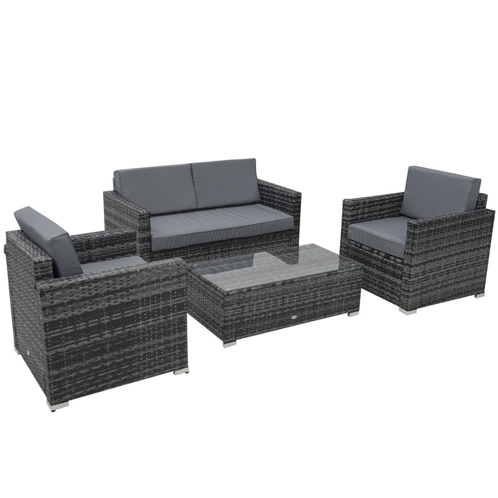 OutSunny Set Garden Rattan Sofa Steel Grey