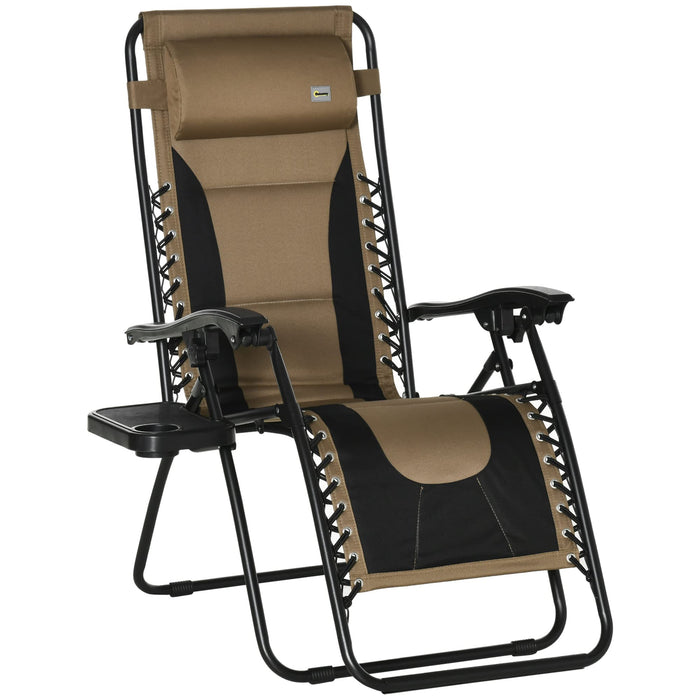 OutSunny Lounge Chair Steel, Oxford Fabric, Sponge, PP (Polypropylene) 890 x 650 x 1,130 mm Brown