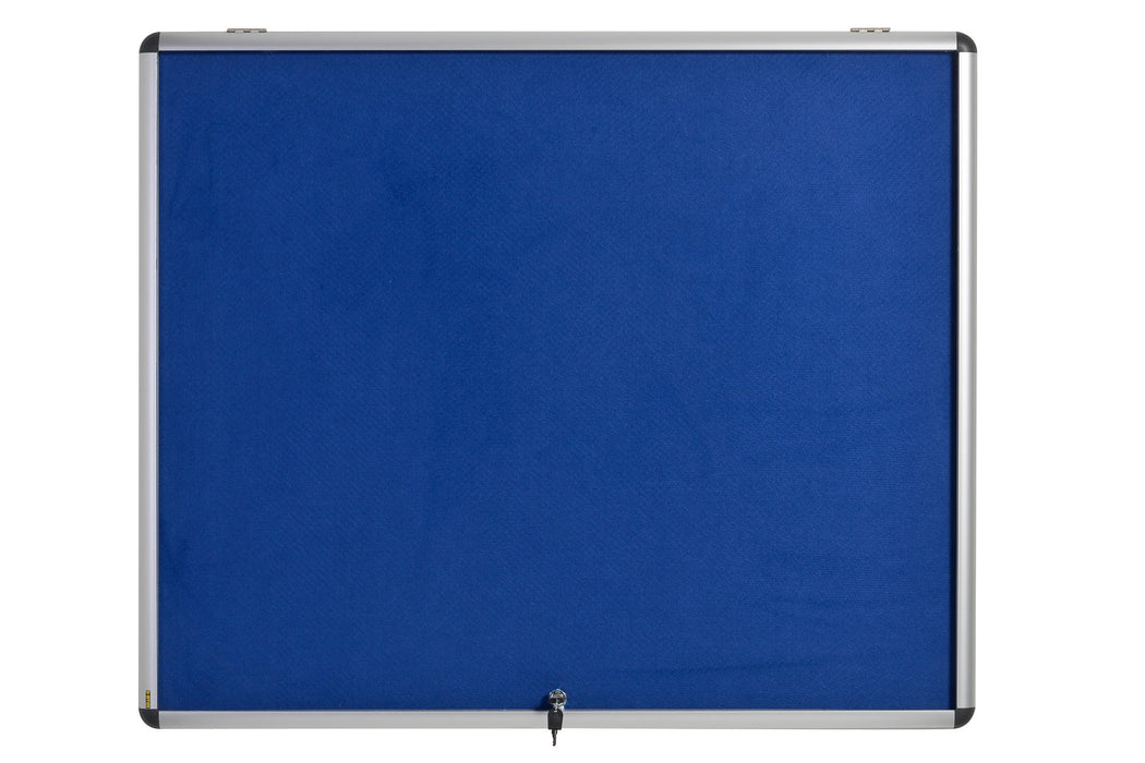 Bi-Office Enclore Fire Retardant Lockable Notice Board Non Magnetic 12 x A4 Wall Mounted 95.3 (W) x 92.4 (H) cm Blue