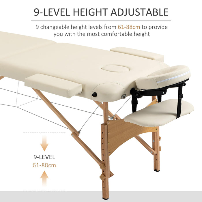 HOMCOM Portable Folding Massage Table, 2 Sections-Cream