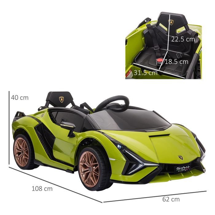 HOMCOM Lamborghini SIAN 12V Kids Electric Ride On Car Toy with Remote Control Green