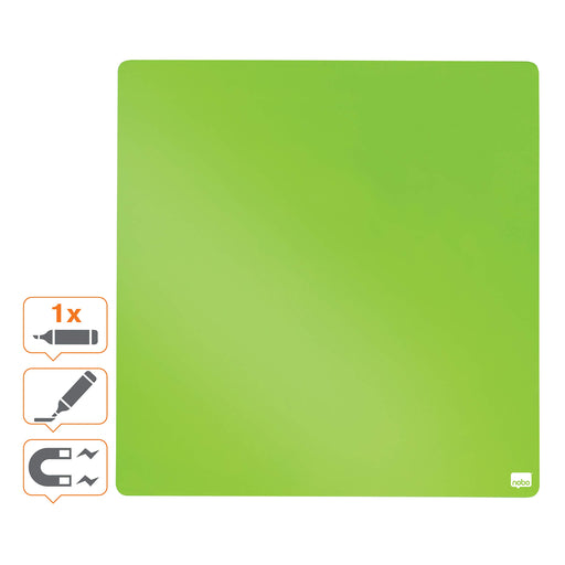 Nobo Mini Wall Mountable Magnetic Whiteboard Tile 1903773 Lacquered Steel Frameless 360 mm x 360 mm Green