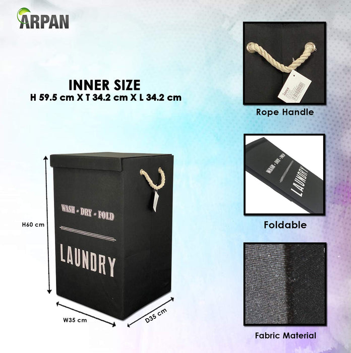 ARPAN Laundry Basket Oxford Cloth Black 34 cm x 59 cm