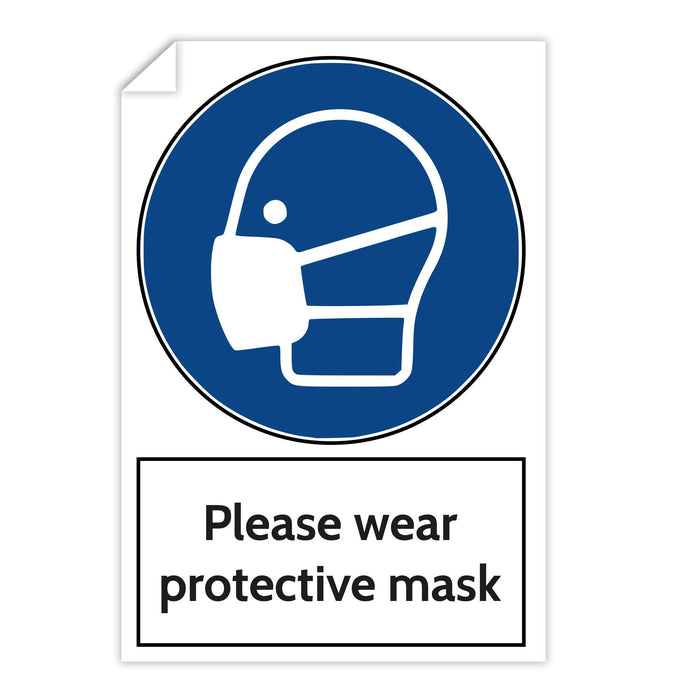 Trodat Health and Safety Sticker Please wear protective mask PVC 20 x 30 cm Pack of 3