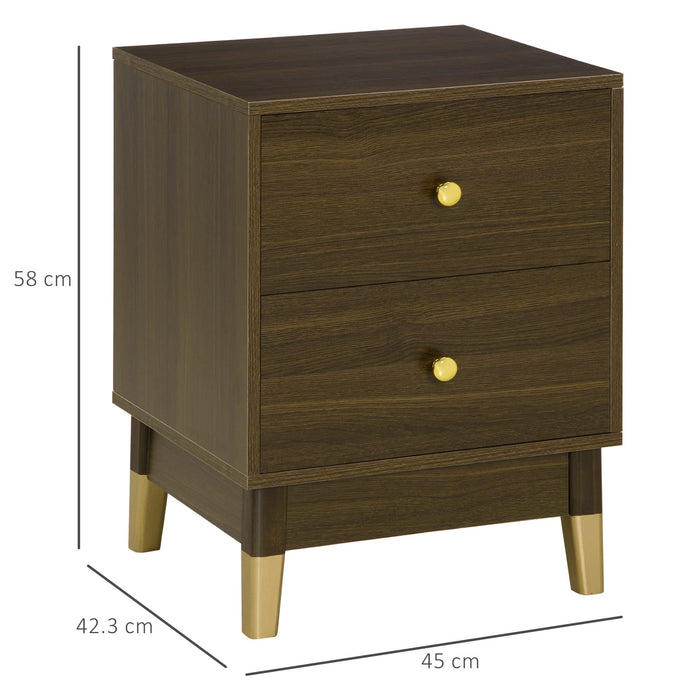 HOMCOM Bedside Table 831-533 Brown 423 (W) x 450 (D) x 580 (H) x 580 - 580 (H) mm