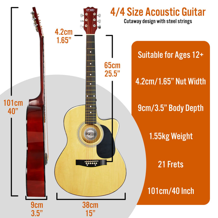 3rd Avenue Acoustic Guitar Cutaway Natural Set