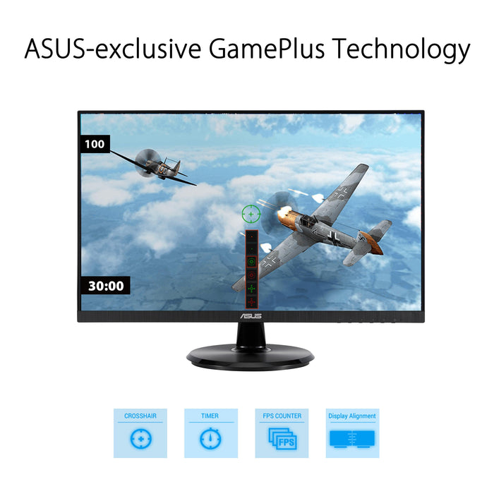 ASUS VA24DQF - LED monitor - 24" (23.8" viewable) - 1920 x 1080 Full HD (1080p) @ 100 Hz - IPS - 250 cd/m² - 1300:1 - 1 ms - HDMI, DisplayPort - speakers - black