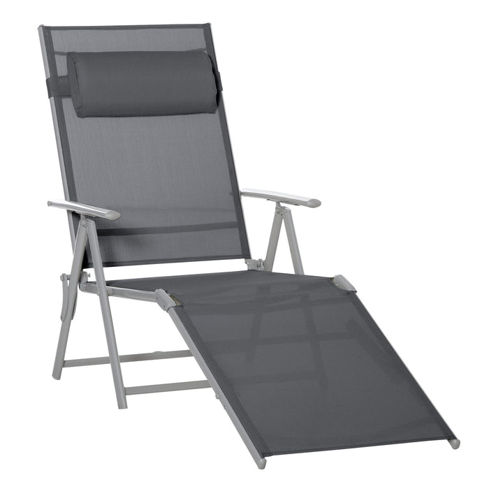 OutSunny Lounge Chair Mesh Sling Fabric Steel Frame 635 x 500 x 1,005 mm Dark Grey