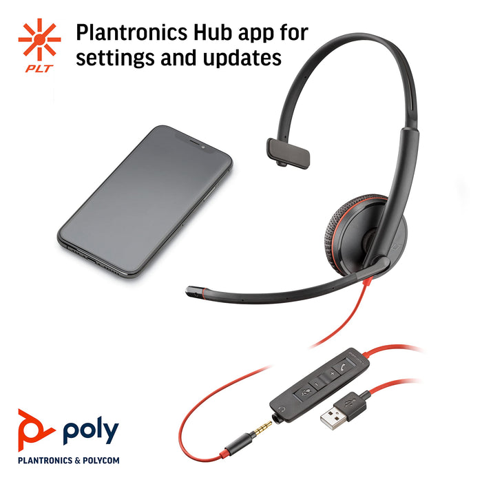 Poly Blackwire C3215 USB-A Mono Wired Headset