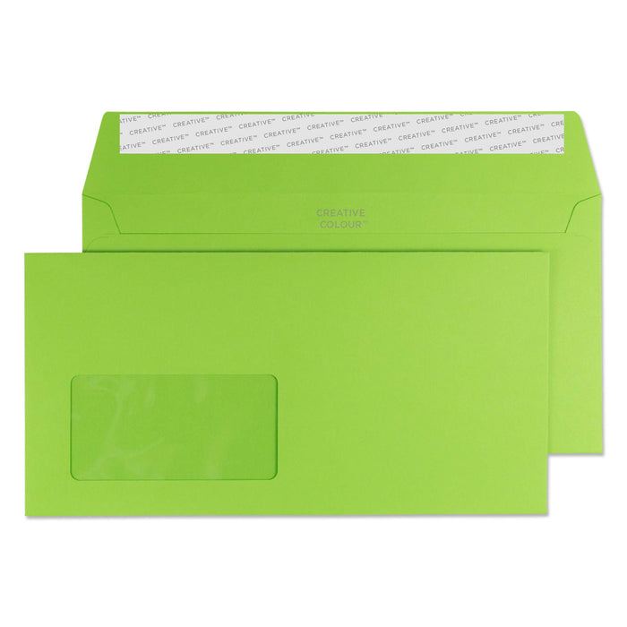 Creative Peel & Seal DL+ Coloured Envelope Green 229 (W) x 114 (H) mm Window 120 gsm Pack of 500