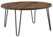 DOREL HOME Owen Retro Non Height Adjustable Table 3615222COMUK Walnut PB; Paper Wrap; Powder Coating; Metal Black 900.00 (W) x 900.00 (D) x 453.00 (H) x 453 - 453 (H) mm