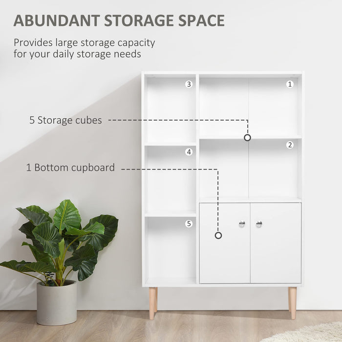 Homcom Open Bookcase with Two Doors White 800 x 235 x 1,230 mm