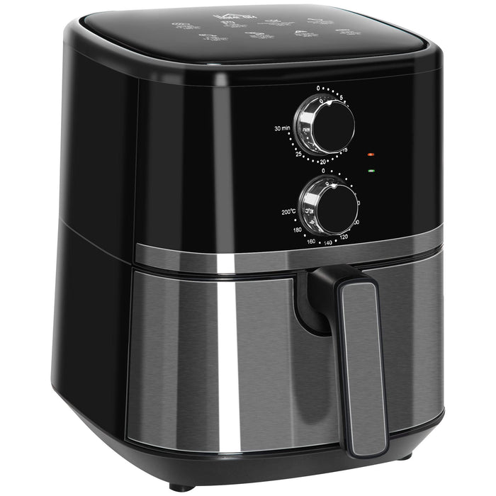 HOMCOM Air Fryer 4.5 L 1500 W Steel, PP (Polypropylene) Black