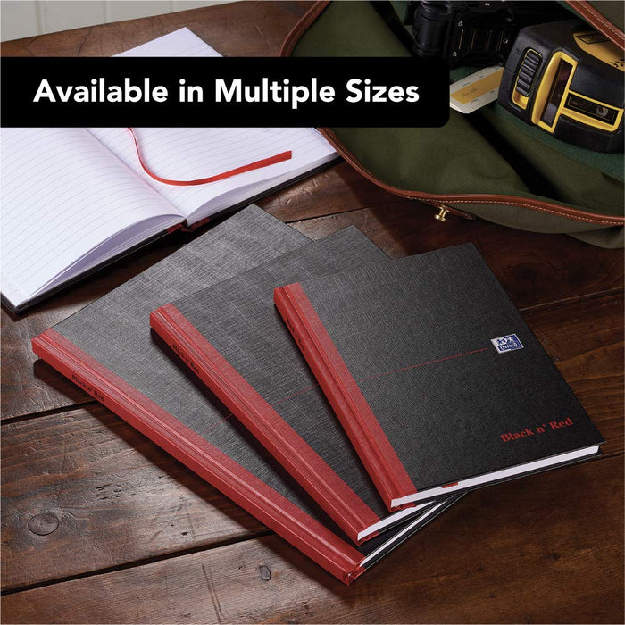 OXFORD Notebook Black n' Red A4 Ruled Casebound Cardboard Hardback Black, Red 192 Pages