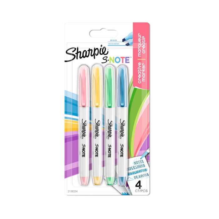 Sharpie Highlighter S-Note Assorted Non permanent Colours Pack of 4