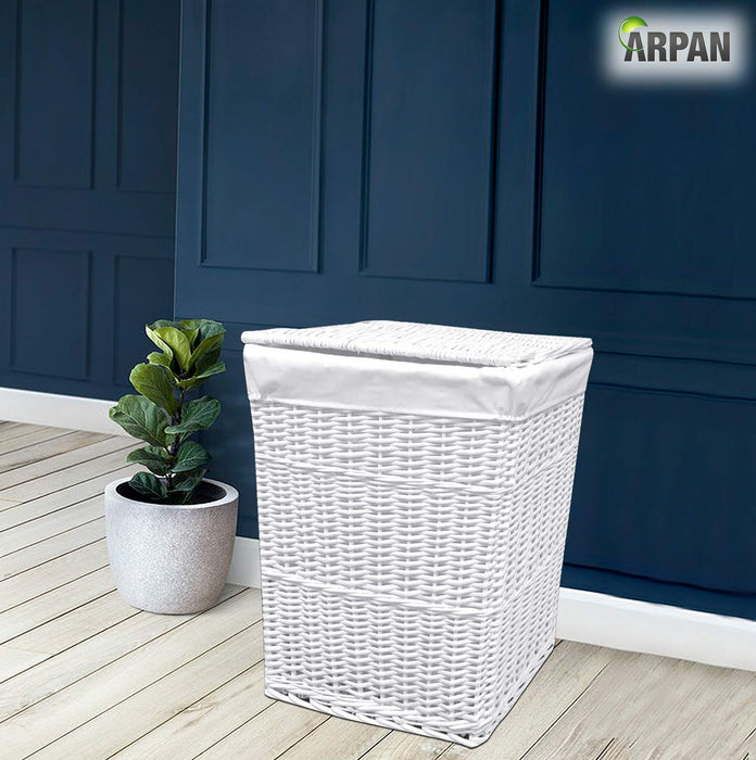 ARPAN Laundry Basket Wicker CL-11-001L White 53 x 54 cm