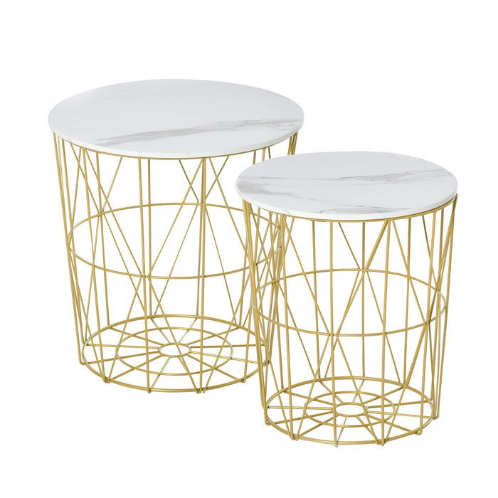 HOMCOM Round Nesting Side Tables Pack of 2