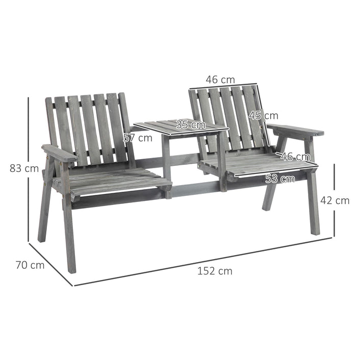 OutSunny Garden Bench Fir Grey 700 x 830 mm