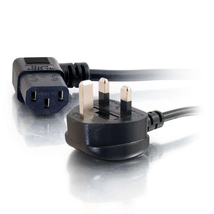 C2G 1m 18 AWG UK 90° Power Cord (IEC320C13R to BS 1363) - Power cable - IEC 60320 C13 to BS 1363 (M) angled - 1 m - black