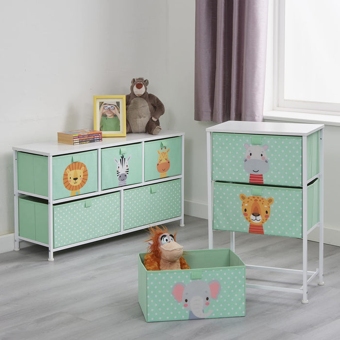 Liberty House Toys Storage Chest 5L-202-JUN Steel and Fabric 2+ 450 (W) x 300 (D) x 730 (H) mm Green