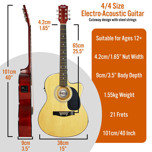 3rd Avenue Electro-Acoustic Guitar Cutaway Natural Set