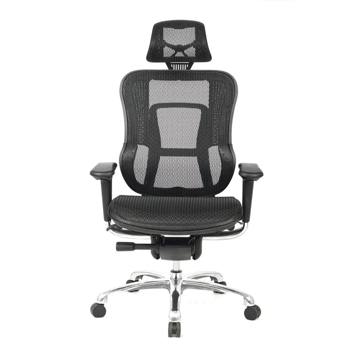 Nautilus Designs Ltd. High Back Synchronous Mesh Designer Executive Chair with Adjustable Headrest and Chrome Base - Black