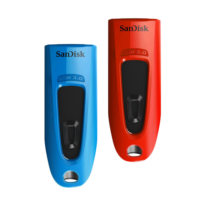 SanDisk Ultra 64GB USB 3.0 Flash Drive Twin Pack Blue and Red