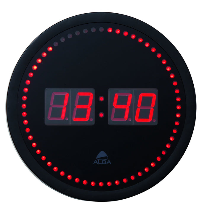 Alba Digital Wall Clock HORLED 30 x 4cm Black