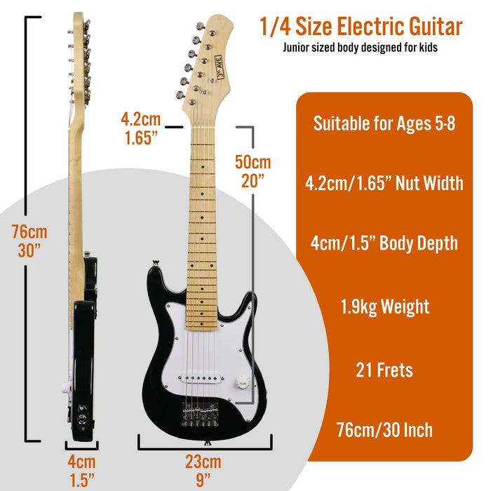 3rd Avenue Junior Electric Guitar Set Black