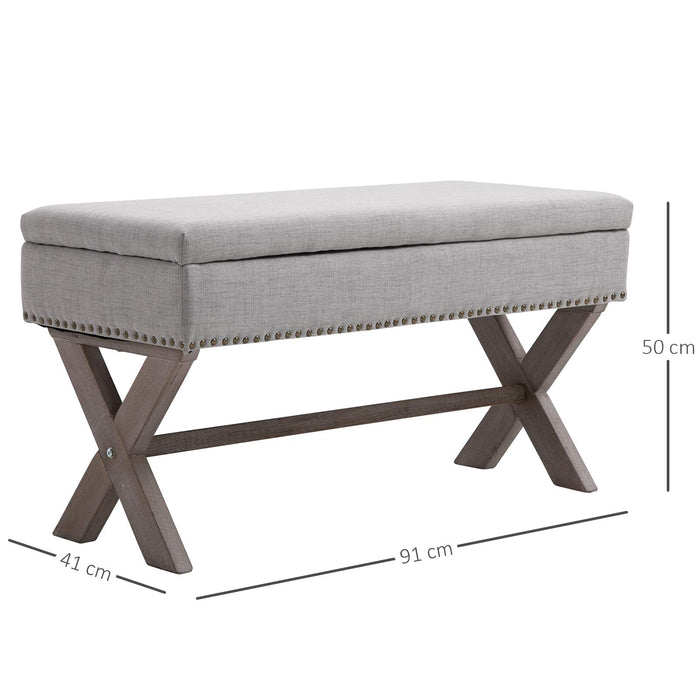 HOMCOM Elegant Ottoman Stool Grey