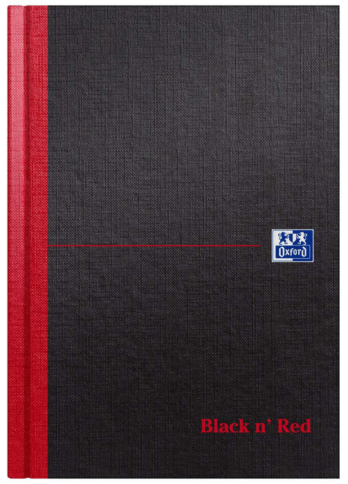 OXFORD Notebook Black n' Red A5 Ruled Casebound Cardboard Hardback Black, Red 192 Pages