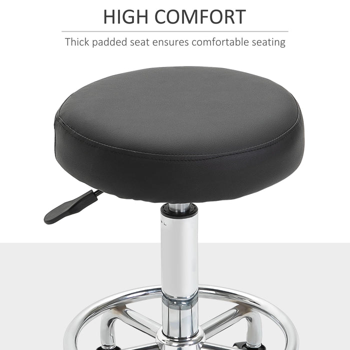 Vinsetto Round Leather Salon Working Beautician Stool Black