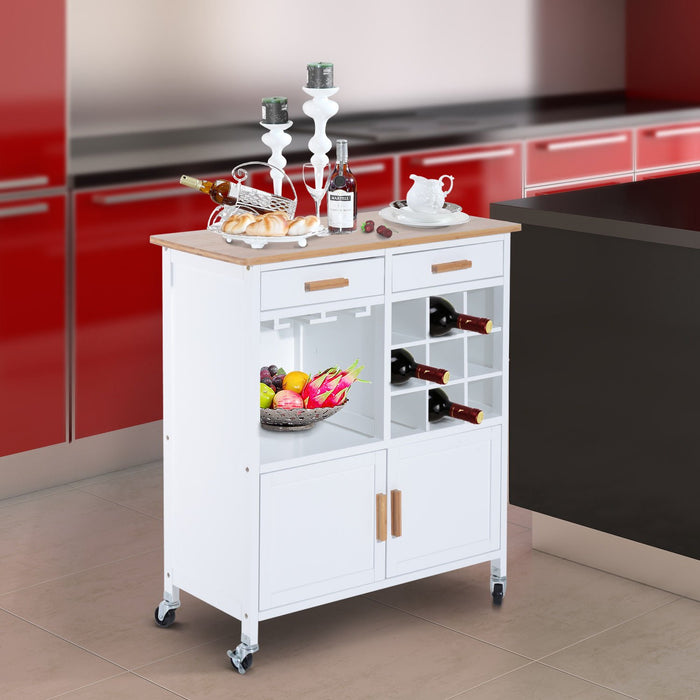 HOMCOM Rolling Kitchen Cart Island White 76 x 40 x 88 cm