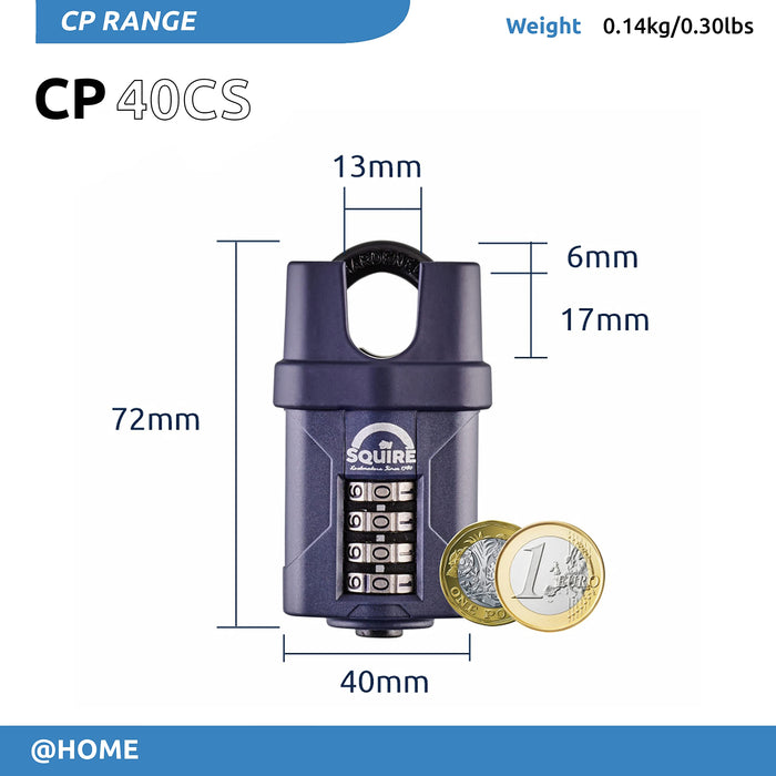 SQUIRE Combination Padlock CP40CS Hardened Steel