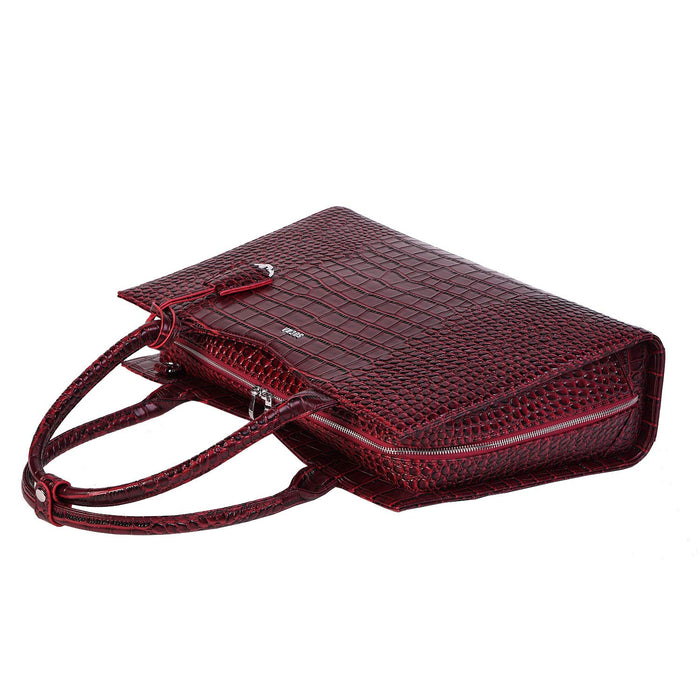 SOCHA Ladies Laptop Bag Croco Burgundy 15.6 Inch Synthetic Leather Wine Red 42 x 13 x 31.5 cm