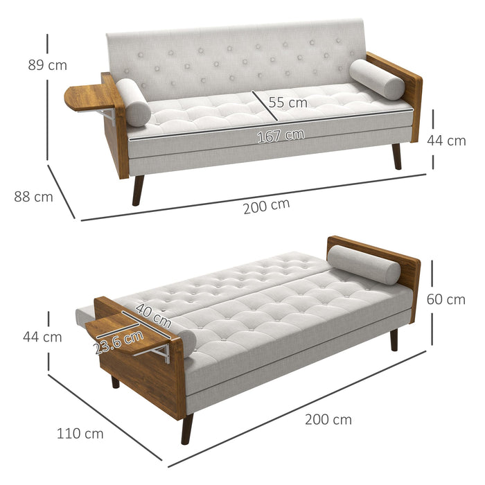 HOMCOM Sofa Bed Cream 880 x 890 mm