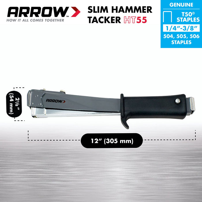 Arrow HT55 Heavy Duty Hammer Tacker Grey, Black