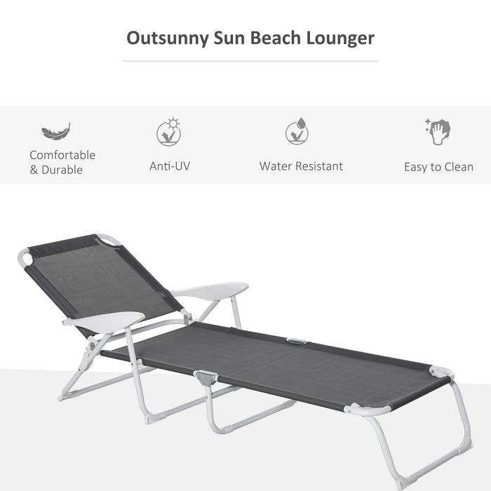 OutSunny Steel, Texteline Cloth Lounge Chair Grey