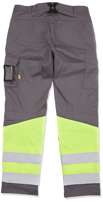 BLÅKLÄDER Trousers 15641811 Cotton, PL (Polyester) Mid Grey, Yellow Size 38R