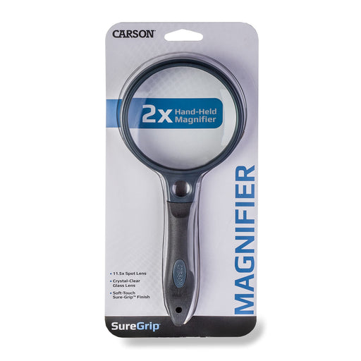 Carson Handheld Magnifying Glass SG-10 SureGrip Black & Grey 96 mm