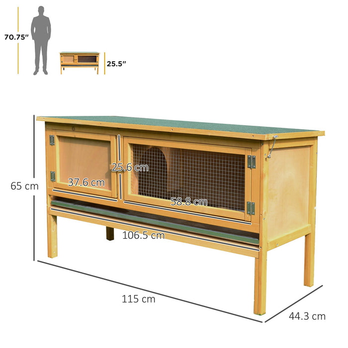 PawHut Rabbit Hutch Yellow, Green 443 mm x 1150 mm x 650 mm