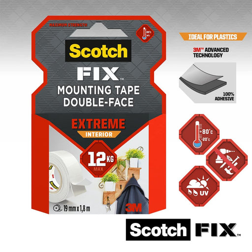 Scotch-Fix Mounting Tape Extreme Interior White 19 mm x 1.8 m