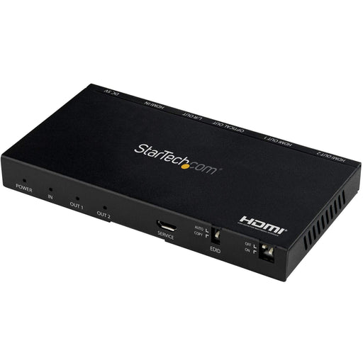 StarTech.com 2-Port HDMI 4K 60Hz UHD 2.0 Audio Video Splitter with Scaler and Audio Extractor