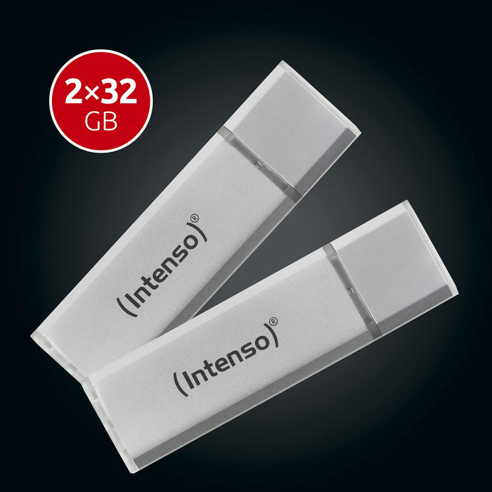 INTENSO USB Flash Drive 3531482 Silver 32 GB Pack of 2