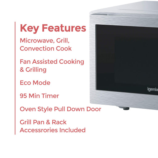 igenix Microwave Combination Stainless Steel IG3095 1000W 30L Silver